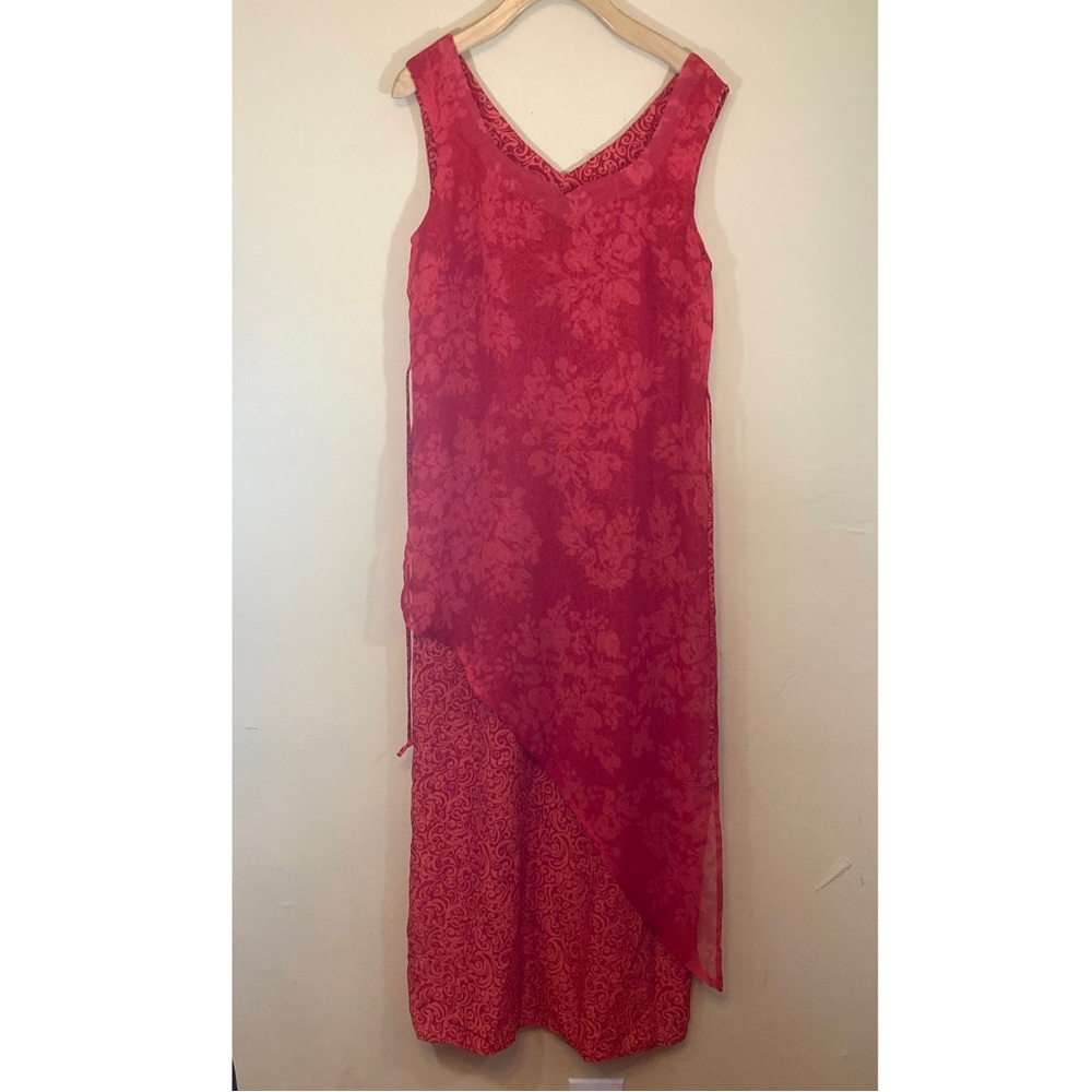 Hillard & Hanson red floral maxi dress